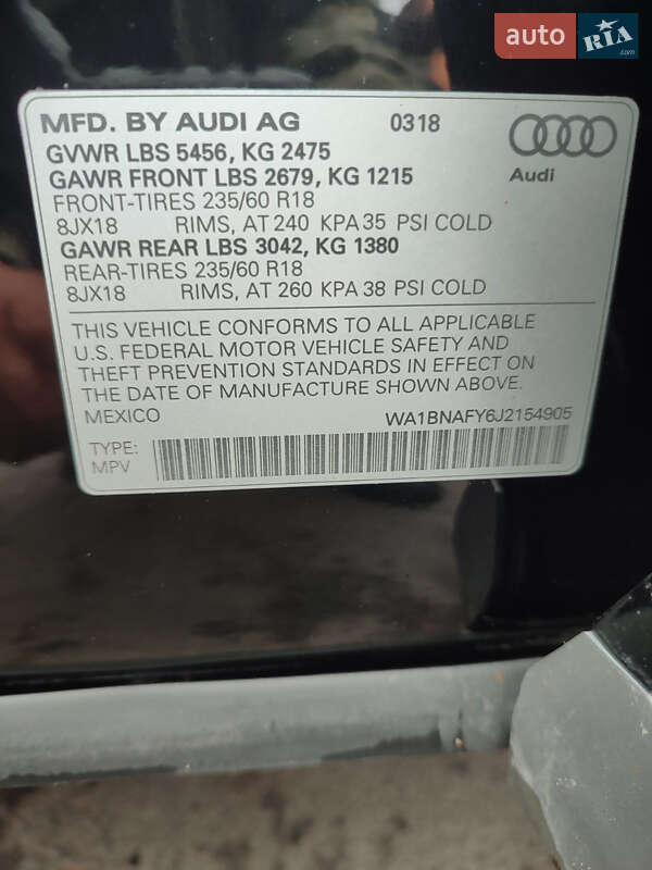 Внедорожник / Кроссовер Audi Q5 2018 в Корце