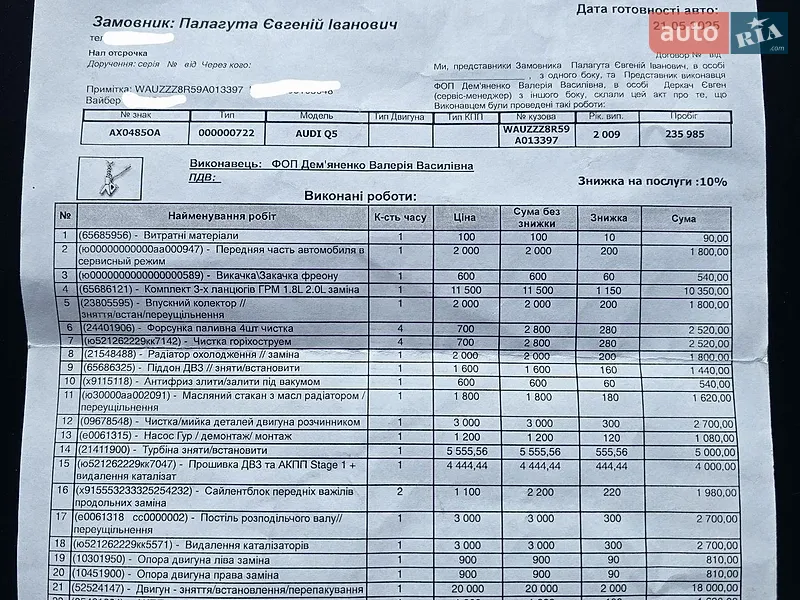 Позашляховик / Кросовер Audi Q5 2009 в Запоріжжі документ