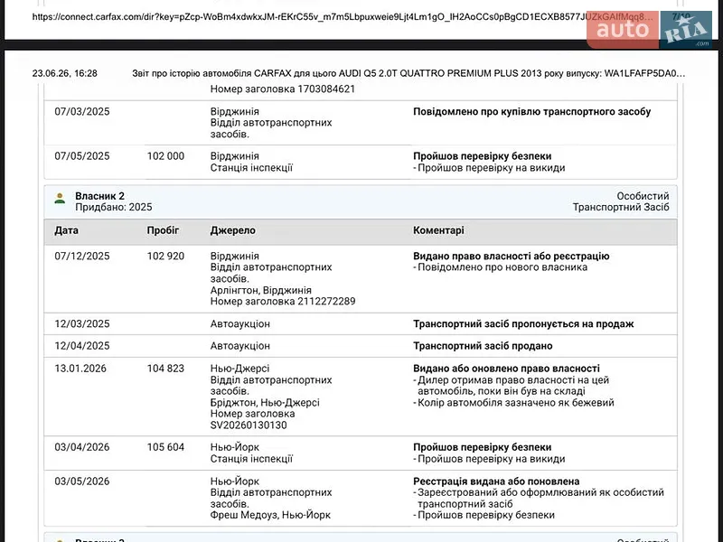 Внедорожник / Кроссовер Audi Q5 2013 в Киеве документ