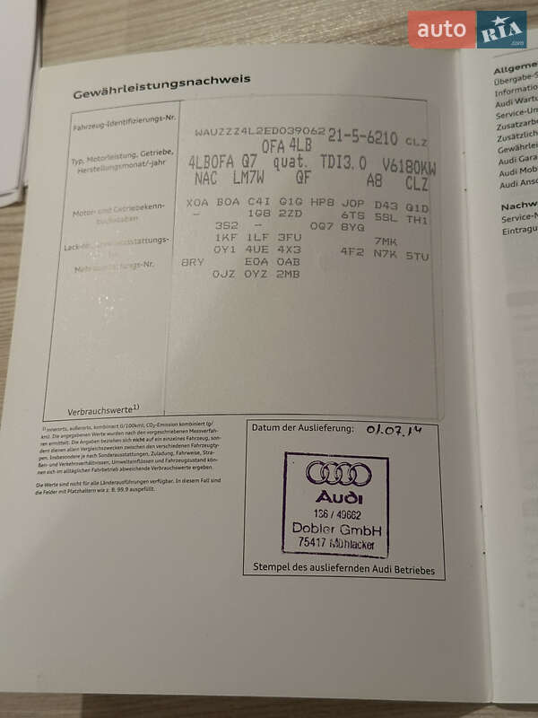 Позашляховик / Кросовер Audi Q7 2014 в Києві