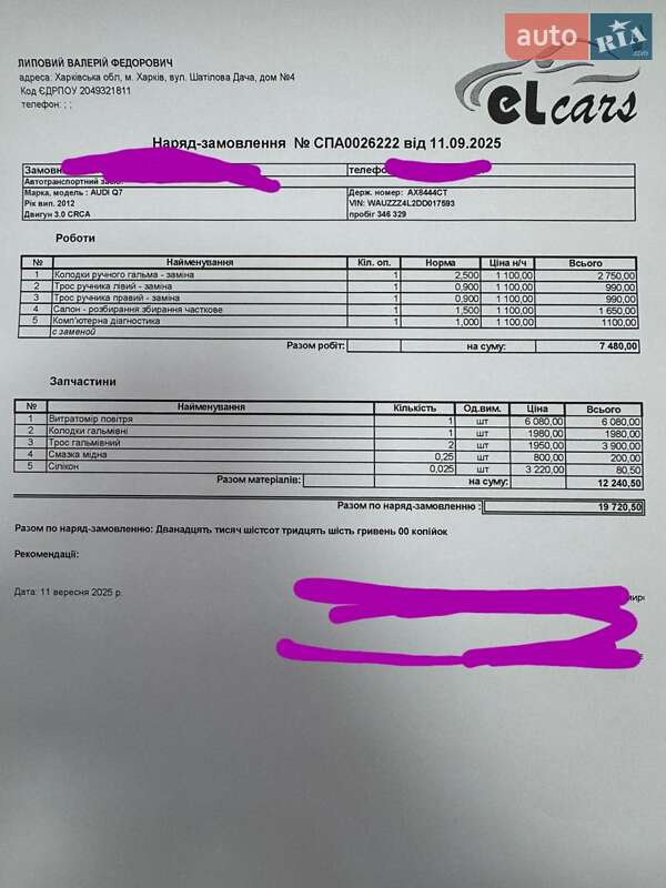 Внедорожник / Кроссовер Audi Q7 2012 в Харькове