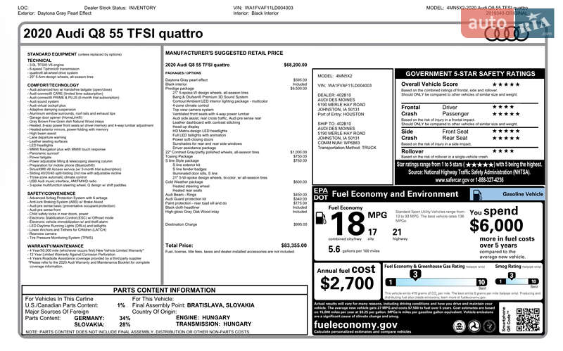 Позашляховик / Кросовер Audi Q8 2019 в Одесі фото 51 Позашляховик / Кросовер Audi Q8 2019 в Одесі