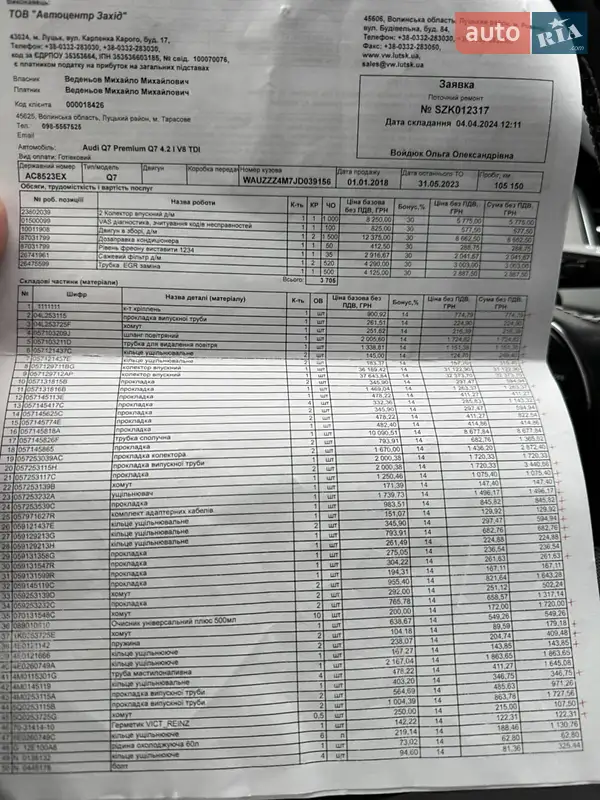 Позашляховик / Кросовер Audi SQ7 2018 в Дніпрі документ 7 фото Позашляховик / Кросовер Audi SQ7 2018 в Дніпрі документ