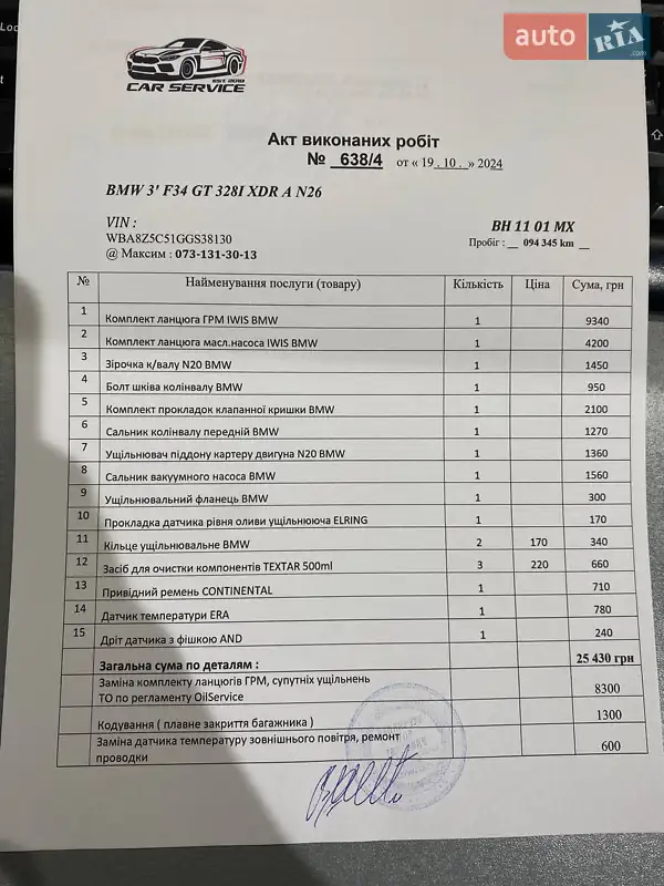 Ліфтбек BMW 3 Series GT 2016 в Одесі документ