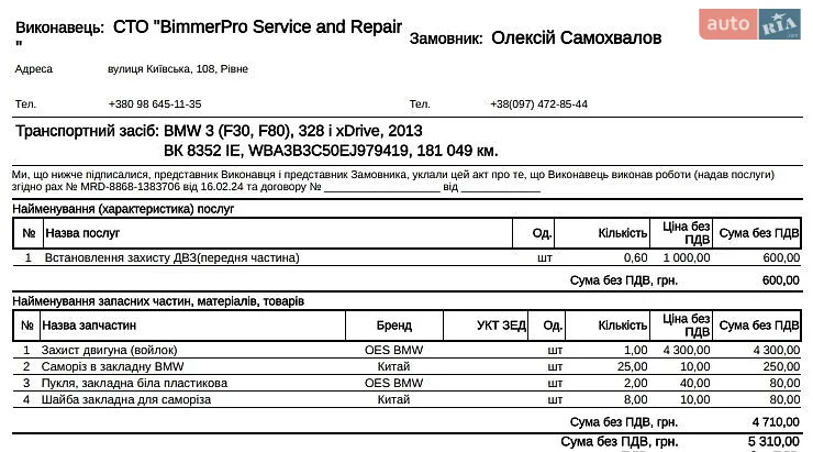 Седан BMW 3 Series 2013 в Ровно документ 6 фото Седан BMW 3 Series 2013 в Ровно документ