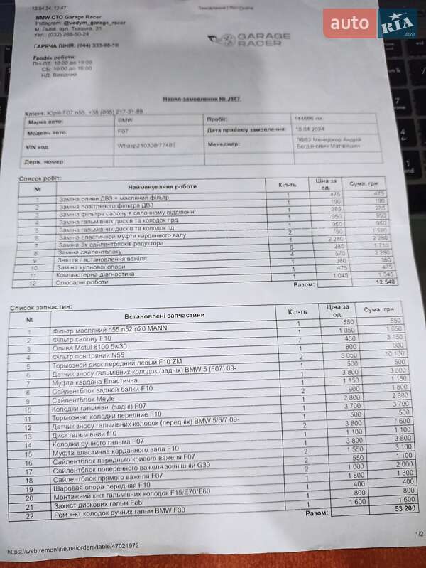Ліфтбек BMW 5 Series GT 2012 в Львові