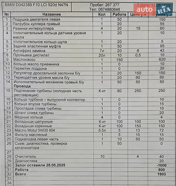 Седан BMW 5 Series 2013 в Одессе документ 2 фото Седан BMW 5 Series 2013 в Одессе документ