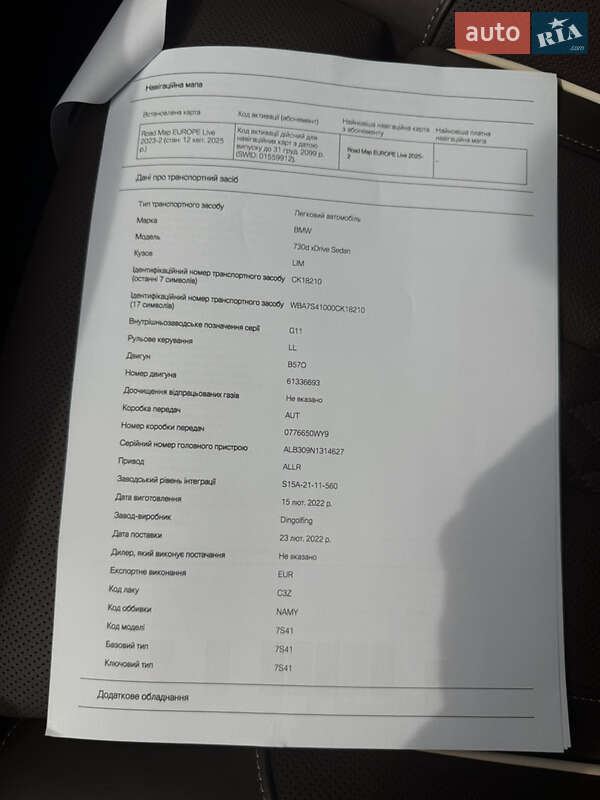 Седан BMW 7 Series 2022 в Киеве