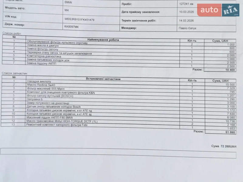 Купе BMW M4 2015 в Киеве документ