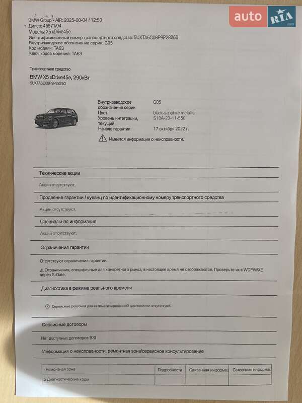 Внедорожник / Кроссовер BMW X5 2022 в Киеве