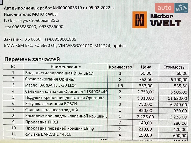 Внедорожник / Кроссовер BMW X6 M 2009 в Одессе документ