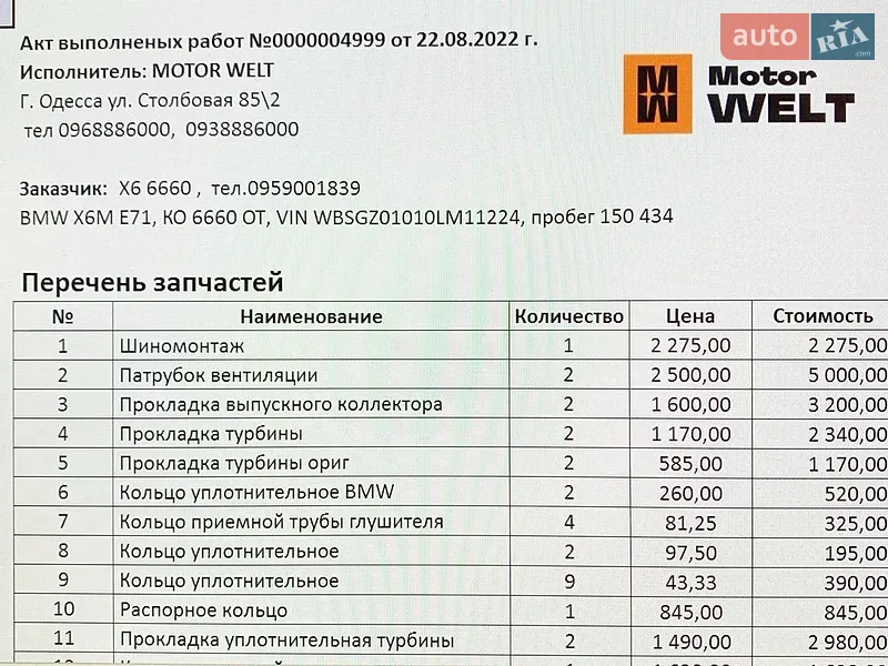 Внедорожник / Кроссовер BMW X6 M 2009 в Одессе документ