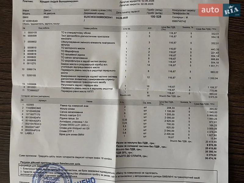 Внедорожник / Кроссовер BMW X7 2020 в Ивано-Франковске документ