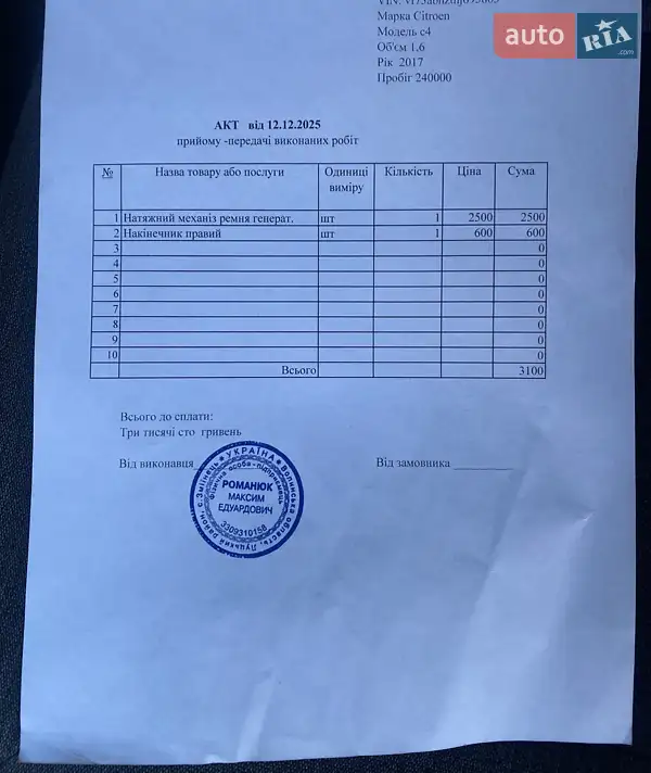 Мінівен Citroen Grand C4 Picasso 2017 в Луцьку документ