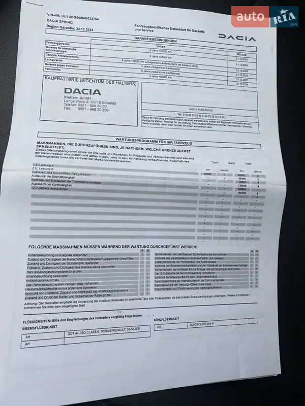 Внедорожник / Кроссовер Dacia Spring 2021 в Виннице документ