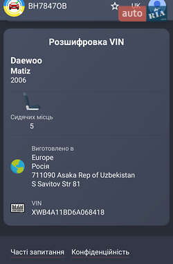 Хэтчбек Daewoo Matiz 2006 в 