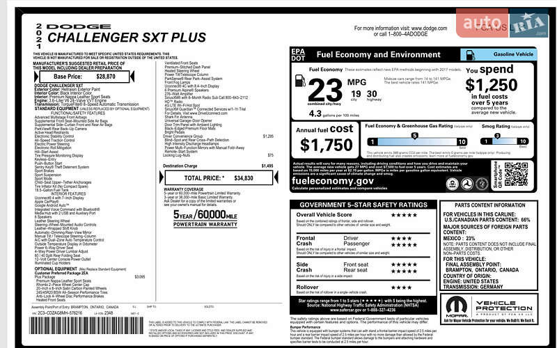 Купе Dodge Challenger 2021 в Києві