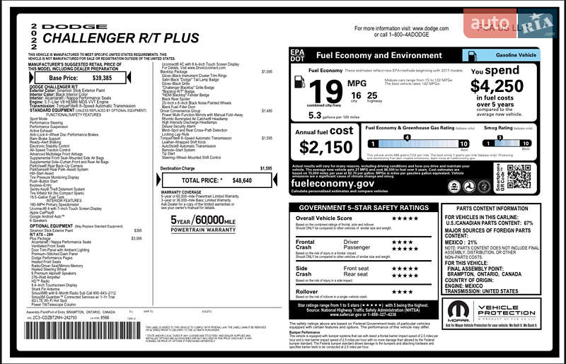 Купе Dodge Challenger 2022 в Киеве