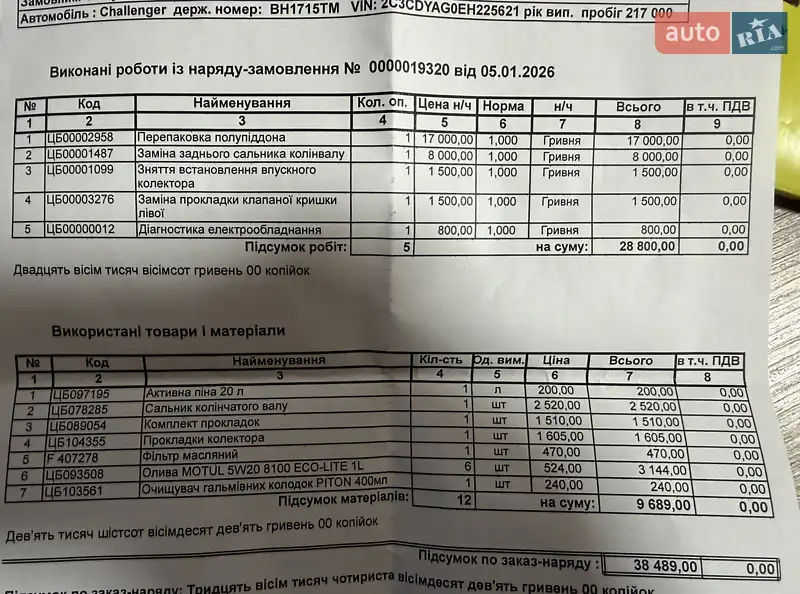 Купе Dodge Challenger 2014 в Киеве документ