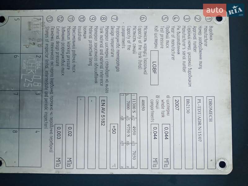 Цистерна напівпричіп Dromech CNK 2007 в Києві фото 3 Цистерна напівпричіп Dromech CNK 2007 в Києві