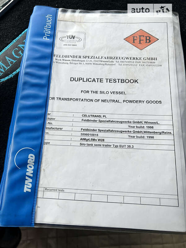 Цистерна полуприцеп Feldbinder EUT 2000 в Одессе