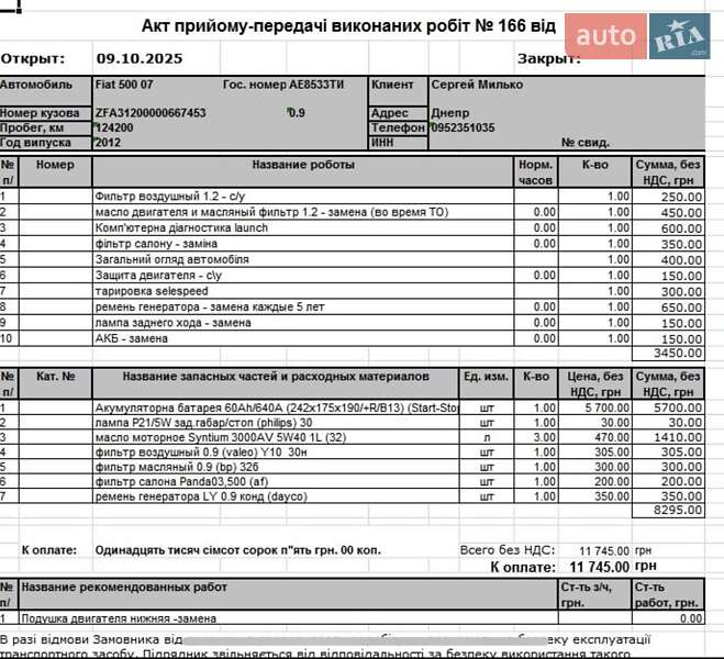 Хэтчбек Fiat 500 2011 в Днепре
