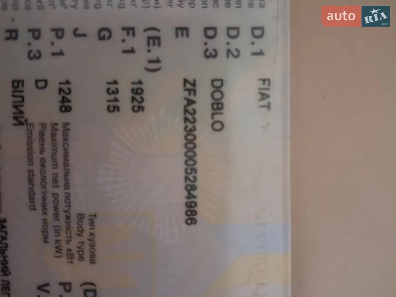 Мінівен Fiat Doblo 2004 в Костопілі документ 2 фото Мінівен Fiat Doblo 2004 в Костопілі документ