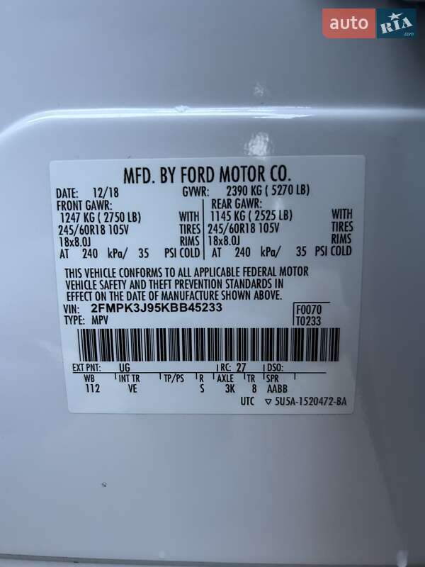 Внедорожник / Кроссовер Ford Edge 2018 в Одессе