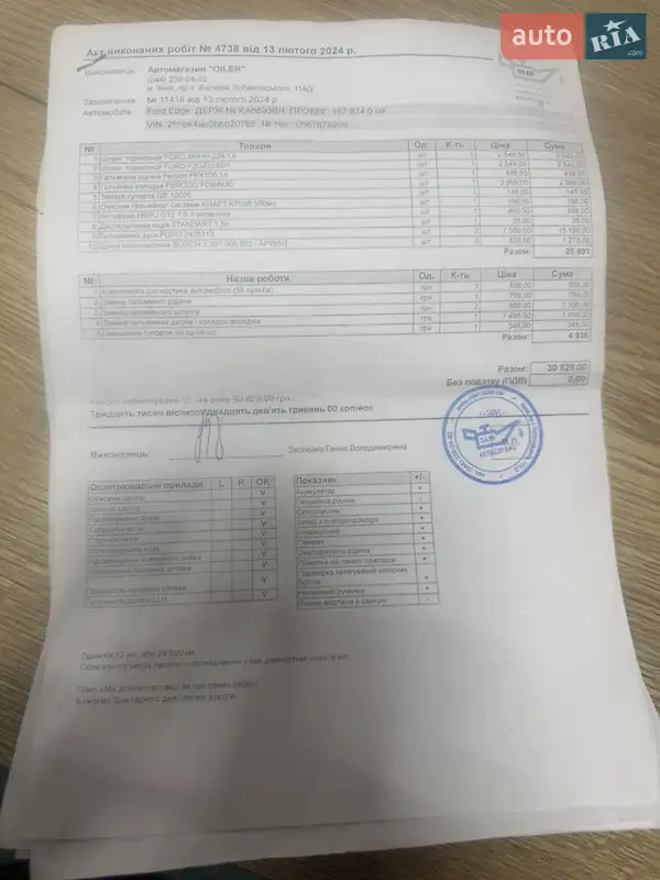 Позашляховик / Кросовер Ford Edge 2016 в Києві документ