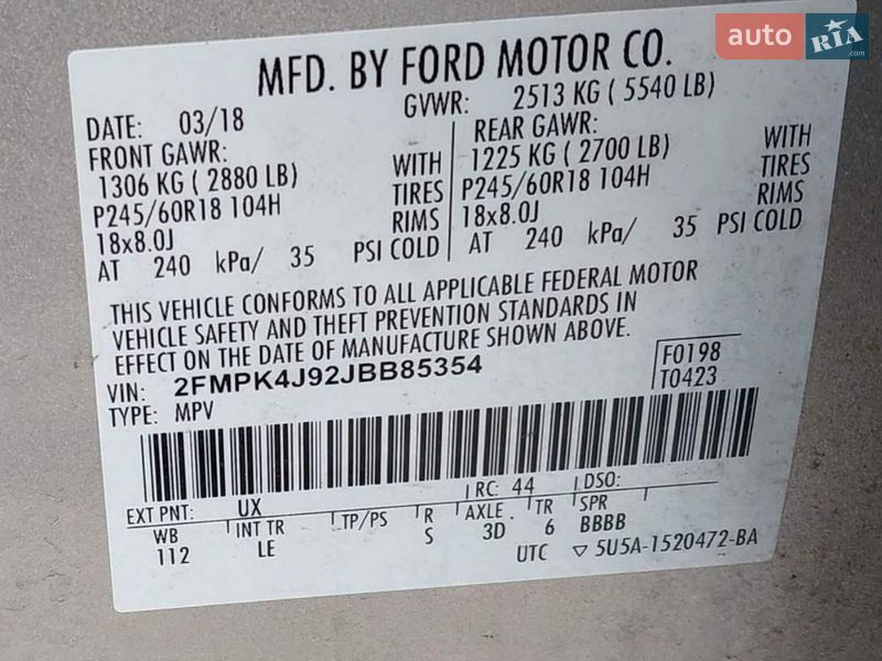 Внедорожник / Кроссовер Ford Edge 2018 в Харькове