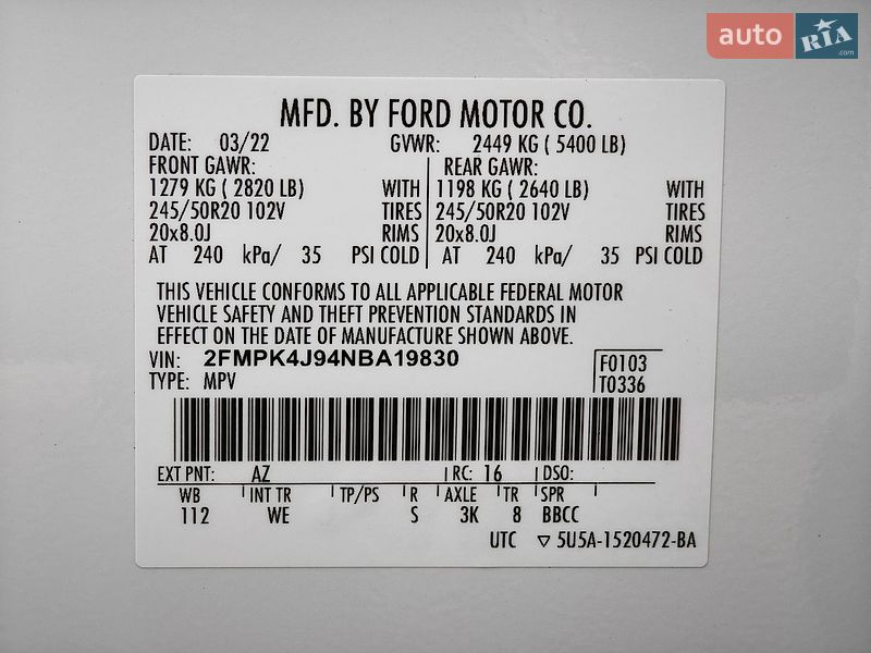 Внедорожник / Кроссовер Ford Edge 2022 в Лубнах