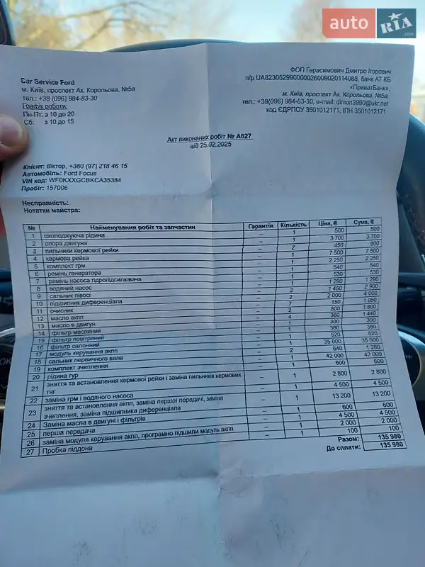 Хэтчбек Ford Focus 2012 в Бахмаче документ