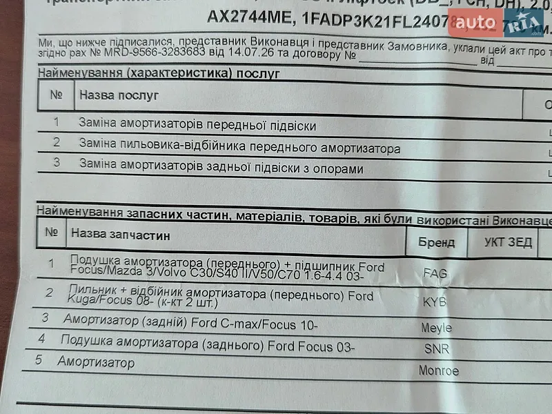 Хэтчбек Ford Focus 2015 в Харькове документ