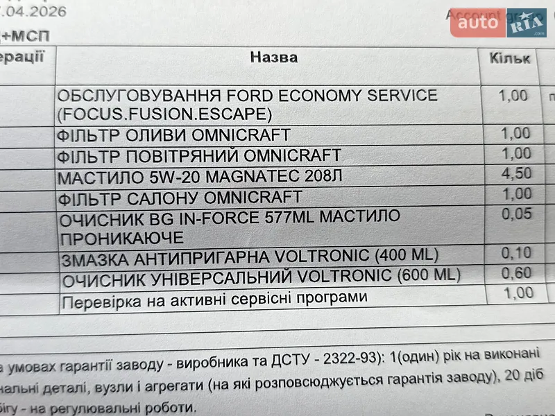 Хэтчбек Ford Focus 2015 в Киеве документ