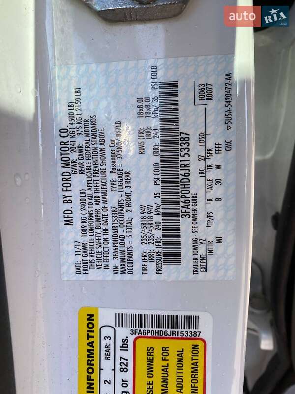 Седан Ford Fusion 2017 в Львові