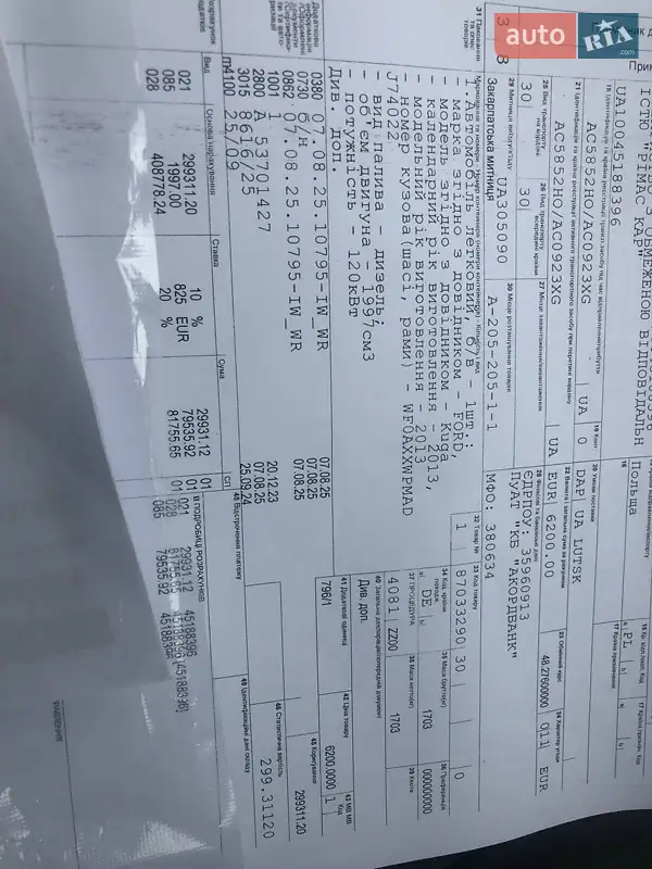 Внедорожник / Кроссовер Ford Kuga 2013 в Луцке документ 2 фото Внедорожник / Кроссовер Ford Kuga 2013 в Луцке документ