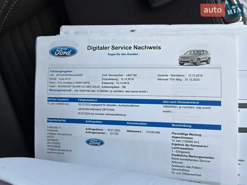 Внедорожник / Кроссовер Ford Kuga 2019 в Сваляве документ