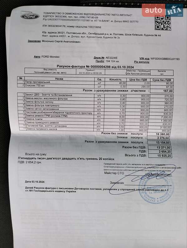 Седан Ford Mondeo 2012 в Днепре