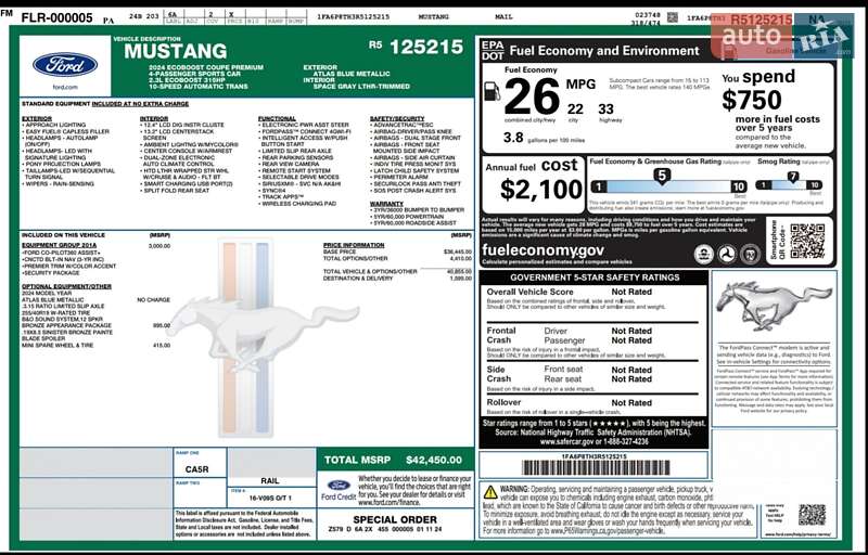 Купе Ford Mustang 2024 в Києві