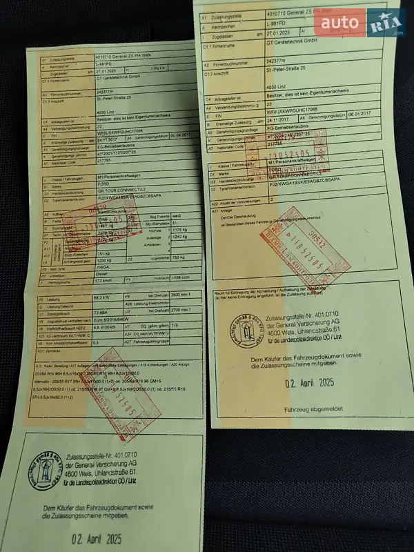 Мінівен Ford Transit Connect 2017 в Волі-Ковельській документ