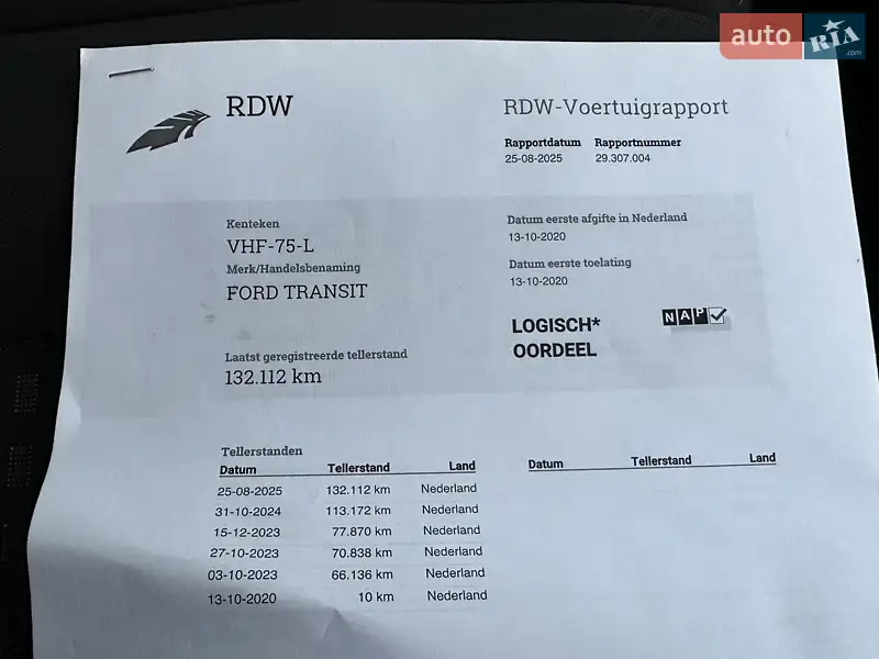 Грузовой фургон Ford Transit 2020 в Ровно документ
