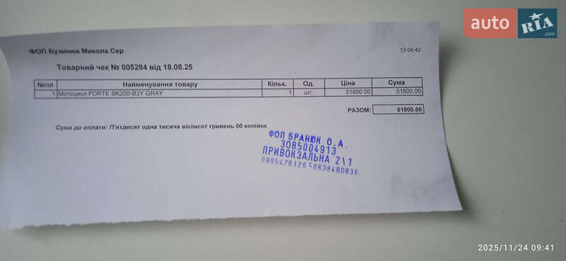 Мотоцикл Классік Forte BS-200 2025 в Вінниці