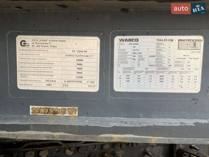 Зерновоз - полуприцеп GRAS GS 2009 в Львове