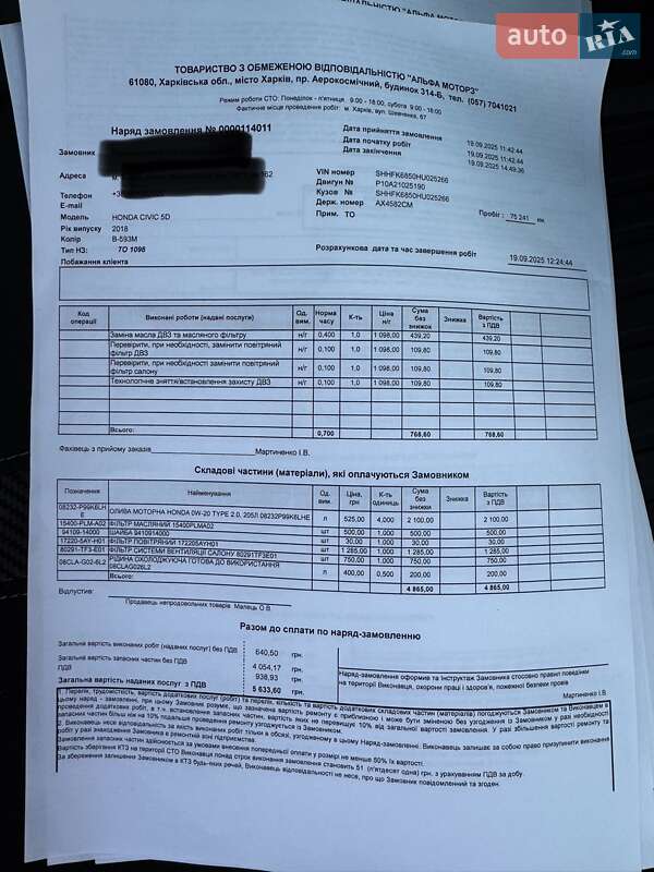 Хэтчбек Honda Civic 2018 в Харькове