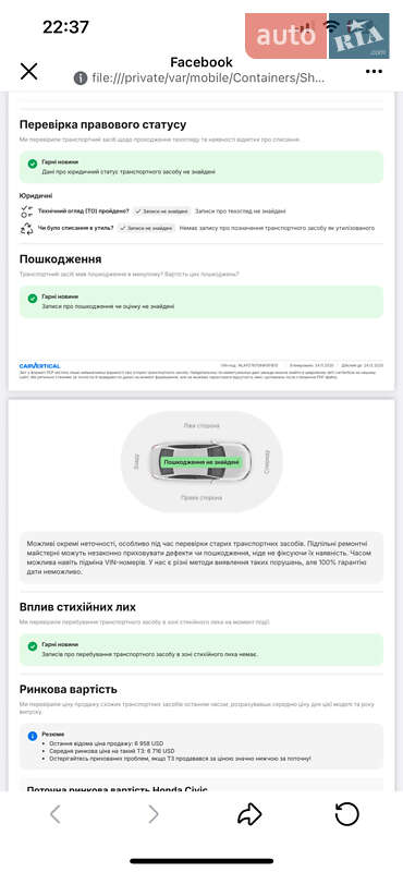 Седан Honda Civic 2008 в Баштанці