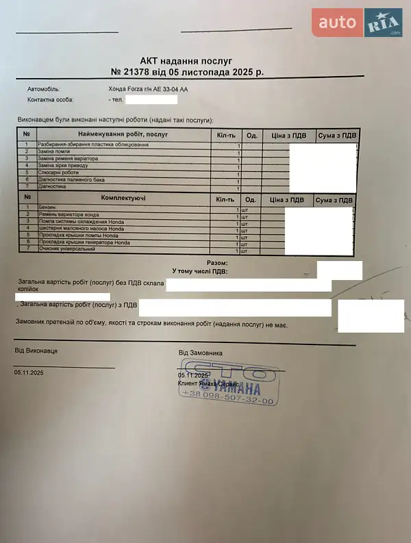 Максі-скутер Honda Forza 250 2003 в Дніпрі документ