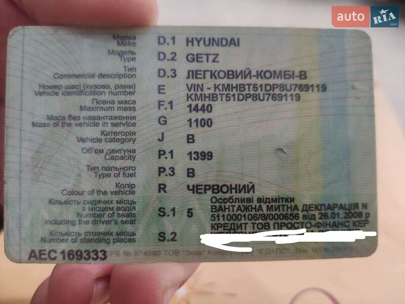 Хэтчбек Hyundai Getz 2008 в Кривом Роге