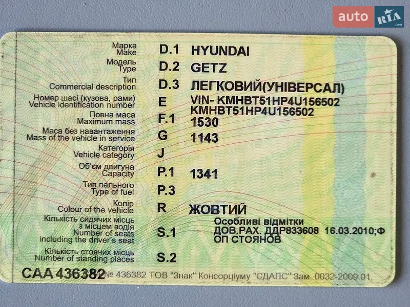 Хэтчбек Hyundai Getz 2004 в Лысянке документ