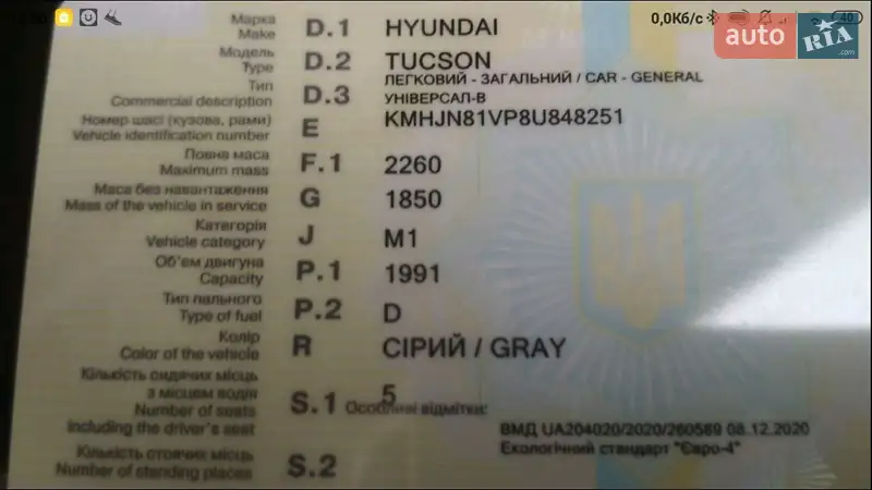 Позашляховик / Кросовер Hyundai Tucson 2007 в Львові документ