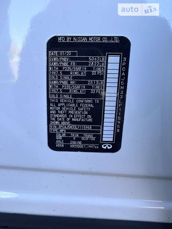 Позашляховик / Кросовер Infiniti QX50 2020 в Житомирі